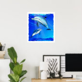 Mam en Baby Dolphin Poster (Thuiskantoor)