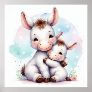 Mam en Baby Donkey Poster
