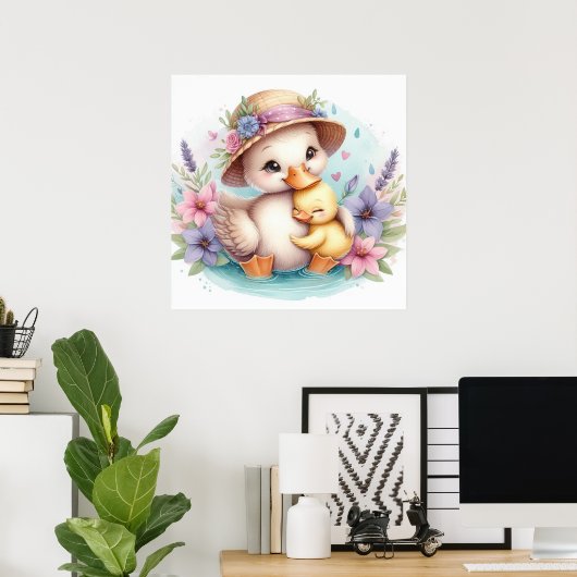 Mam en Baby Duck Poster (Thuiskantoor)