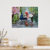 Mam en baby.. Een wandeling in het park Poster (Keuken)