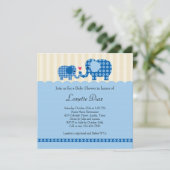 Mam en Baby Elephant Baby Boy Shower Invitation Kaart (Staand voorkant)