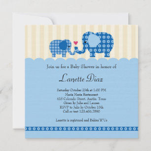 Mam en Baby Elephant Baby Boy Shower Invitation Kaart