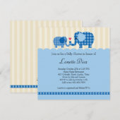Mam en Baby Elephant Baby Boy Shower Invitation Kaart (Voorkant / Achterkant)