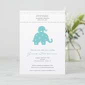 Mam en Baby Elephant Baby Boy Shower Invitation Kaart (Staand voorkant)