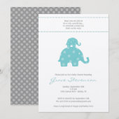 Mam en Baby Elephant Baby Boy Shower Invitation Kaart (Voorkant / Achterkant)