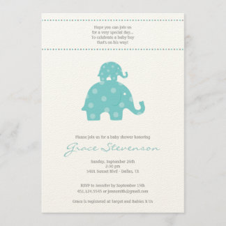 Mam en Baby Elephant Baby Boy Shower Invitation Kaart