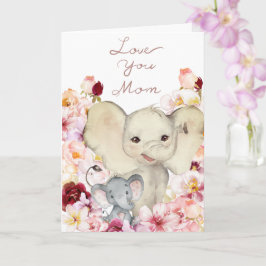 Mam en Baby Elephant Birthday Card Kaart