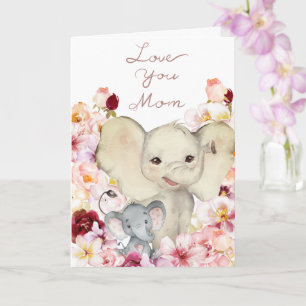 Mam en Baby Elephant Birthday Card Kaart