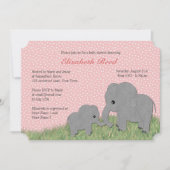 Mam en Baby Elephant Pink Baby shower Uitnodiging (Voorkant)