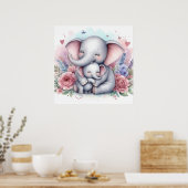 Mam en Baby Elephant Poster (Keuken)
