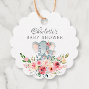 Mam en Baby Elephant Shower Favor Gift Label