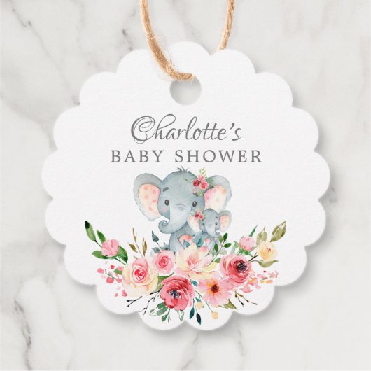Mam en Baby Elephant Shower Favor Gift Label (Achterkant)