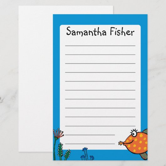 Mam en Baby Fish Kisses Briefpapier (Voorkant / Achterkant)