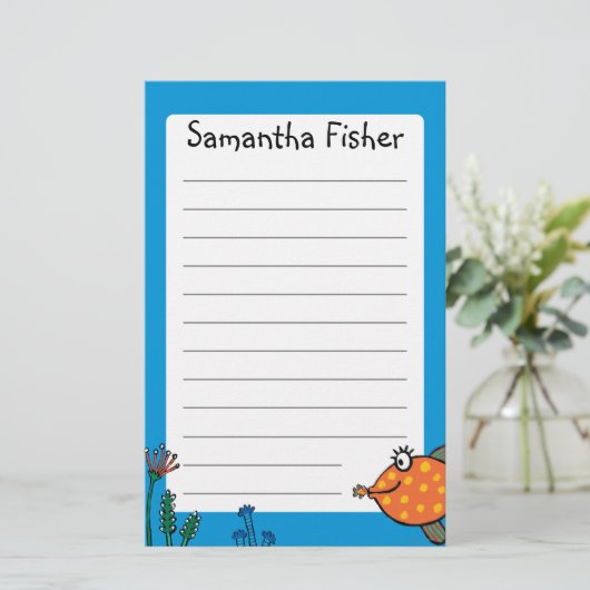 Mam en Baby Fish Kisses Briefpapier (Staand voorkant)