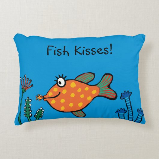 Mam en Baby Fish Kisses Decoratief Kussen (Voorkant)