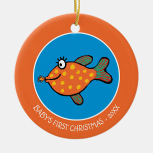 Mam en Baby Fish Kisses Keramisch Ornament