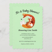 Mam en Baby Fox Baby shower Kaart (Voorkant / Achterkant)