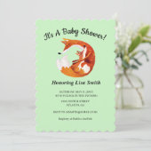 Mam en Baby Fox Baby shower Kaart (Staand voorkant)