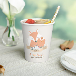Mam en Baby Fox Baby shower Papieren Bekers