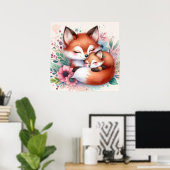 Mam en Baby Fox Poster (Thuiskantoor)