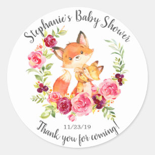 Mam en Baby Fox Shower Favor Sticker