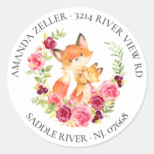 Mam en Baby Fox Shower-logo Ronde Sticker