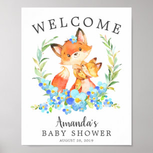 Mam en Baby Fox Welkom Baby shower Poster