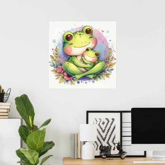 Mam en Baby Frog Poster (Thuiskantoor)