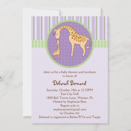 Mam en Baby Giraffe Baby shower Uitnodiging (Voorkant)