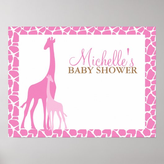 Mam en Baby Giraffe Baby shower Welkomstteken Poster (Voorkant)