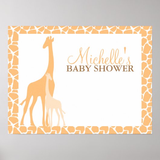 Mam en Baby Giraffe Baby shower Welkomstteken Poster (Voorkant)