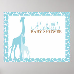 Mam en Baby Giraffe Baby shower Welkomstteken Poster