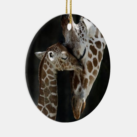 Mam en Baby Giraffe Cuddle Keramisch Ornament (Rechts)