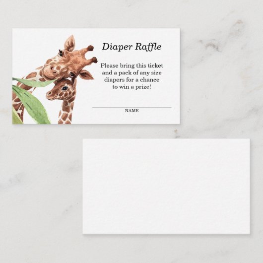 Mam en Baby Giraffe Diaper Raffle Informatiekaartje (Voorkant / Achterkant)