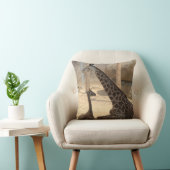 Mam en Baby Giraffe, Earthtone Sierkussen (Stoel)