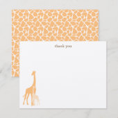 Mam en Baby Giraffe Flat Dank je kaarten Notitiekaartje (Voorkant / Achterkant)