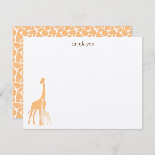 Mam en Baby Giraffe Flat Dank je kaarten Notitiekaartje (Voorkant / Achterkant)