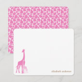 Mam en Baby Giraffe Flat Dank je kaarten Notitiekaartje (Voorkant / Achterkant)