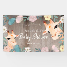 Mam en Baby Giraffe Hout Floral Baby shower Welkom