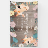 Mam en Baby Giraffe Hout Floral Baby shower Welkom Spandoek (Verticaal)