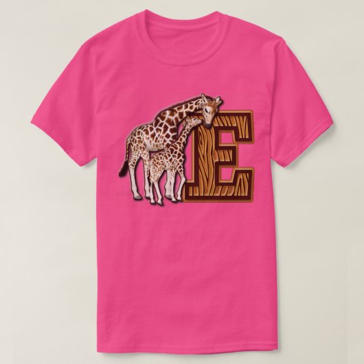 Mam en Baby Giraffe Monogram E T-shirt (Design voorkant)