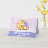 Mam en Baby Giraffe Paars Hartelijk dank Kaart (Gele Bloem)