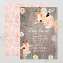 Mam en Baby Giraffe Rustic Wood Floral Baby shower