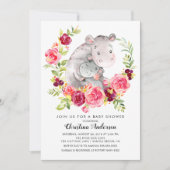 Mam en Baby Hippo Baby shower Kaart (Voorkant)