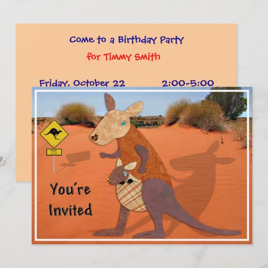 Mam en Baby Kangaroo in de Outback nodigen uit Kaart (Voorkant / Achterkant)
