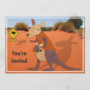 Mam en Baby Kangaroo in de Outback nodigen uit Kaart
