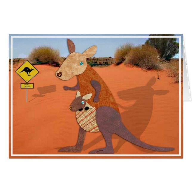 Mam en Baby Kangaroo in de rug Leeg (Voorkant Horizontaal)