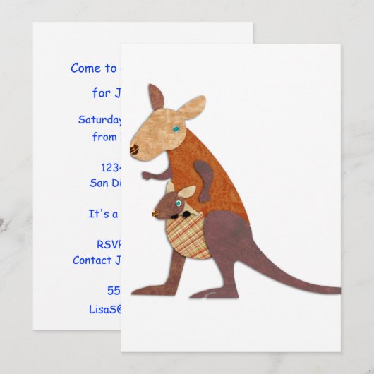 Mam en Baby Kangaroo Kaart (Voorkant / Achterkant)