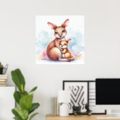 Mam en Baby Kangaroo Poster (Thuiskantoor)