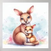 Mam en Baby Kangaroo Poster (Voorkant)